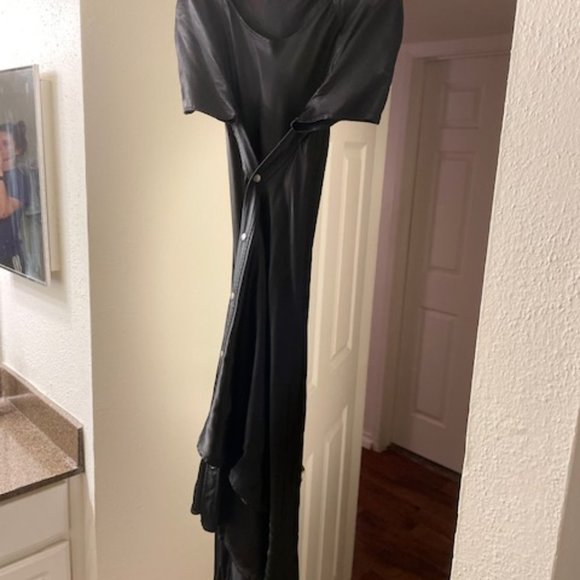 Sies Marjan Black Satin Dress with Button (Size 6) - Picture 3 of 3